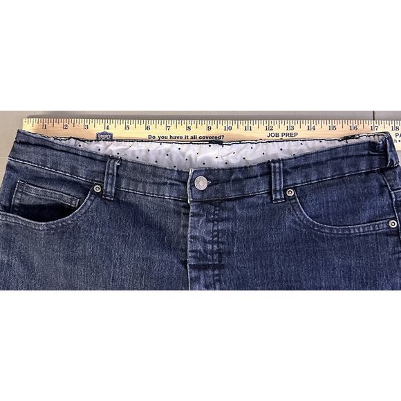 Basic Editions Size 16 Crop Capri Jeans Comfort Stretch Waist Dark Wash - Picture 6 of 8